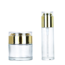 Empty Refillable 30g 50g 40ml 50ml 80ml glass cosmetic lotion bottle cream cosmetic jar with lid